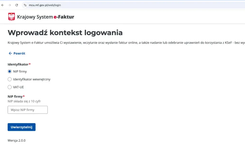 Miejsce, gdzie wpisujesz NIP firmy